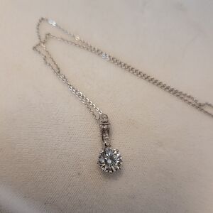 New In Box 1.6ct. Crisantemo Cut Genuine Moissanite Pendant Rhodium Over .925.